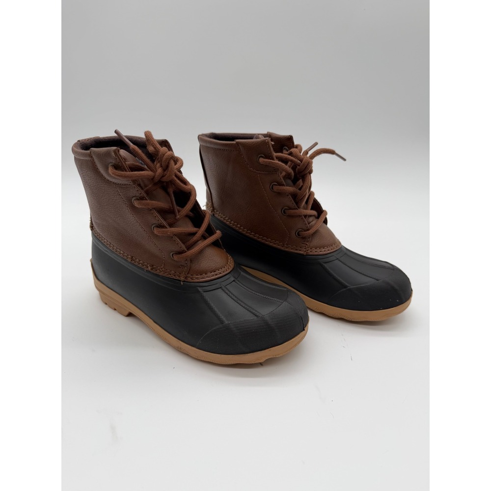 Sperry Kids Youth Top Sider Port Duck Boots Brown Black Lace Up Rain Snow 2M